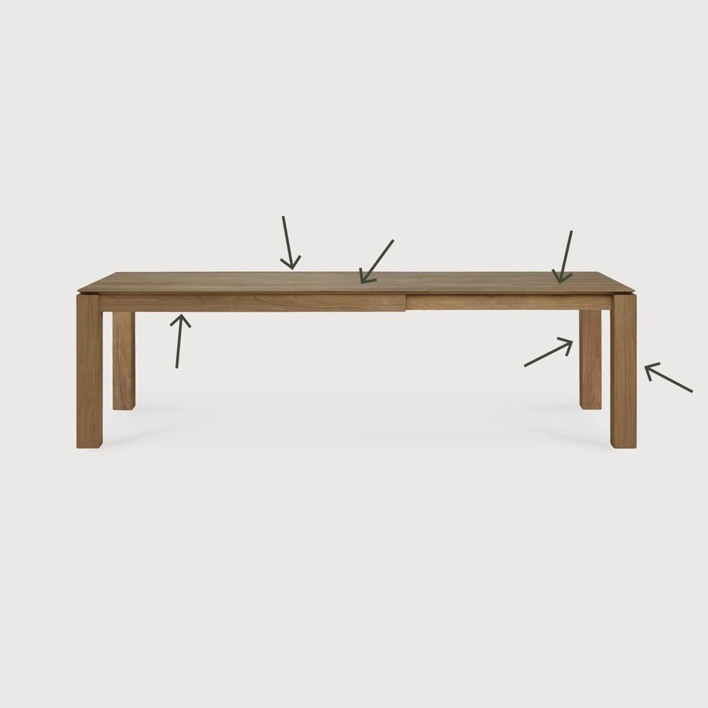 Teak Slice extendable dining table
