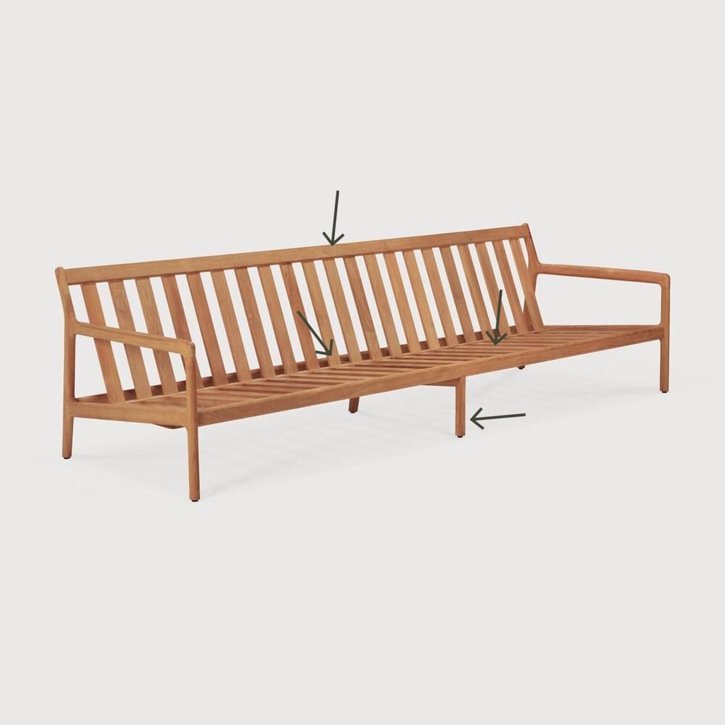 Teak Jack outdoor sofa - 3 seater - wooden frame