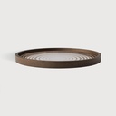 Cream Circles glass valet tray - wooden rim - round - L       