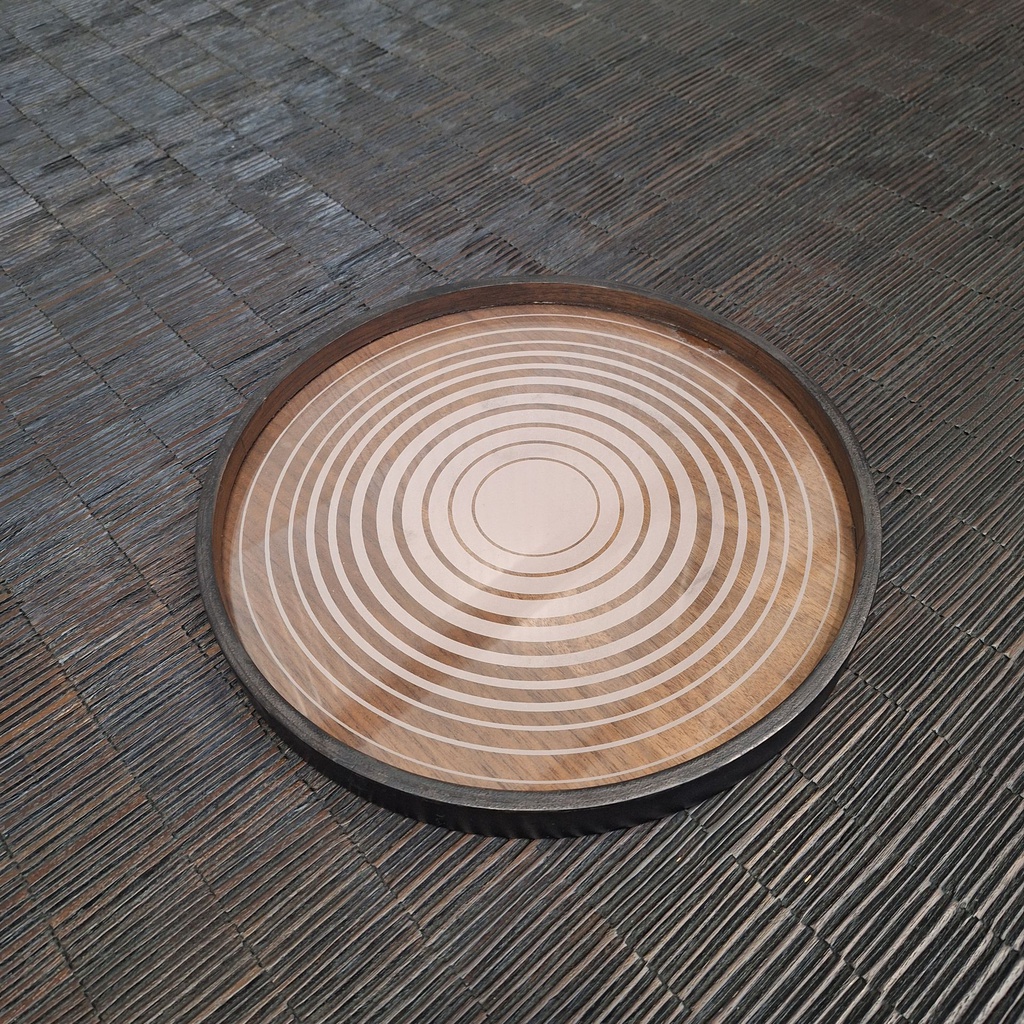 Cream Circles glass valet tray