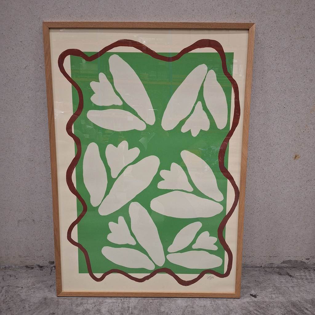 Lily Of The Valley Green Poster incl. oak frame (70x100cm)
