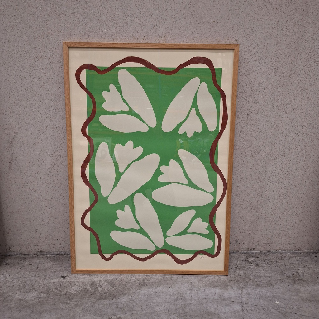 Lily Of The Valley Green Poster incl. oak frame (70x100cm)