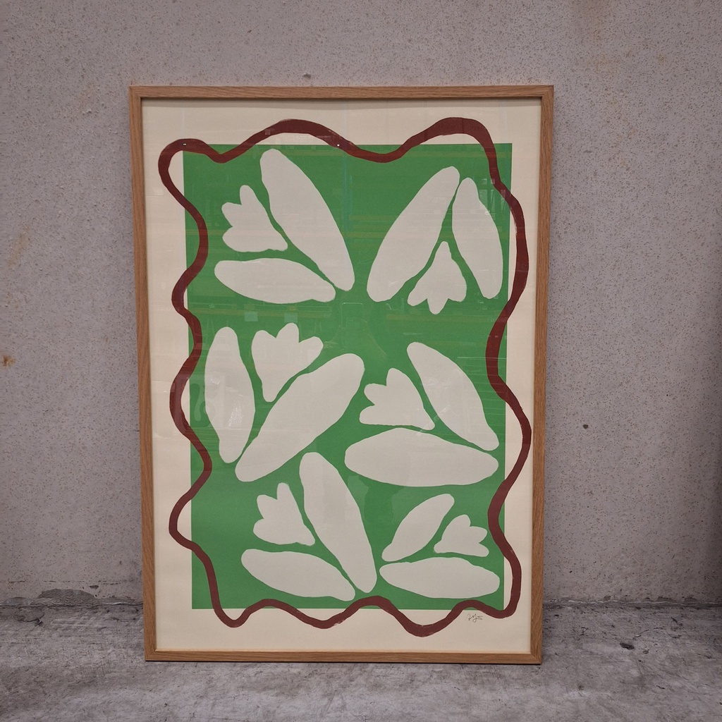 Lily Of The Valley Green Poster incl. oak frame (70x100cm)