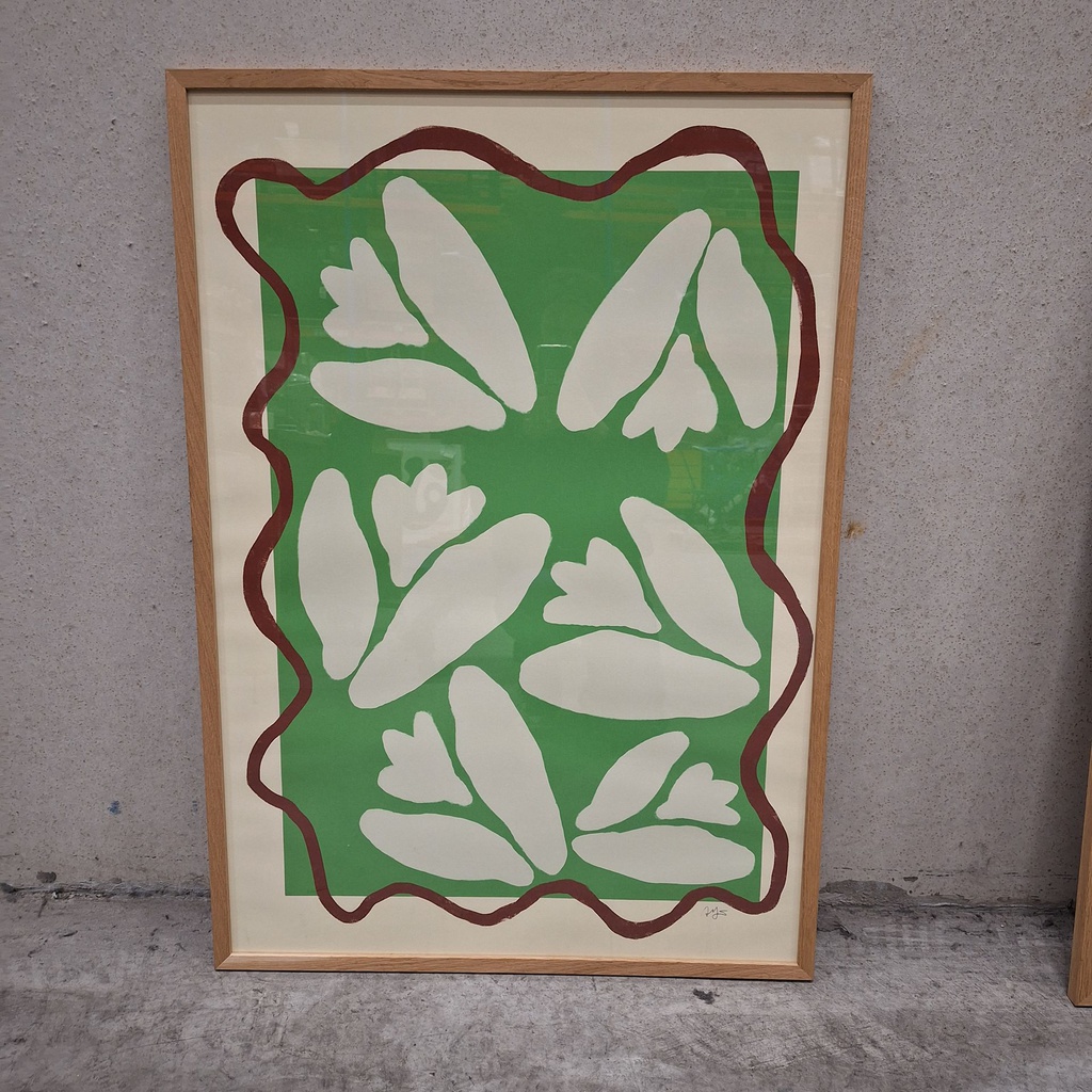 Lily Of The Valley Green Poster incl. oak frame (70x100cm)