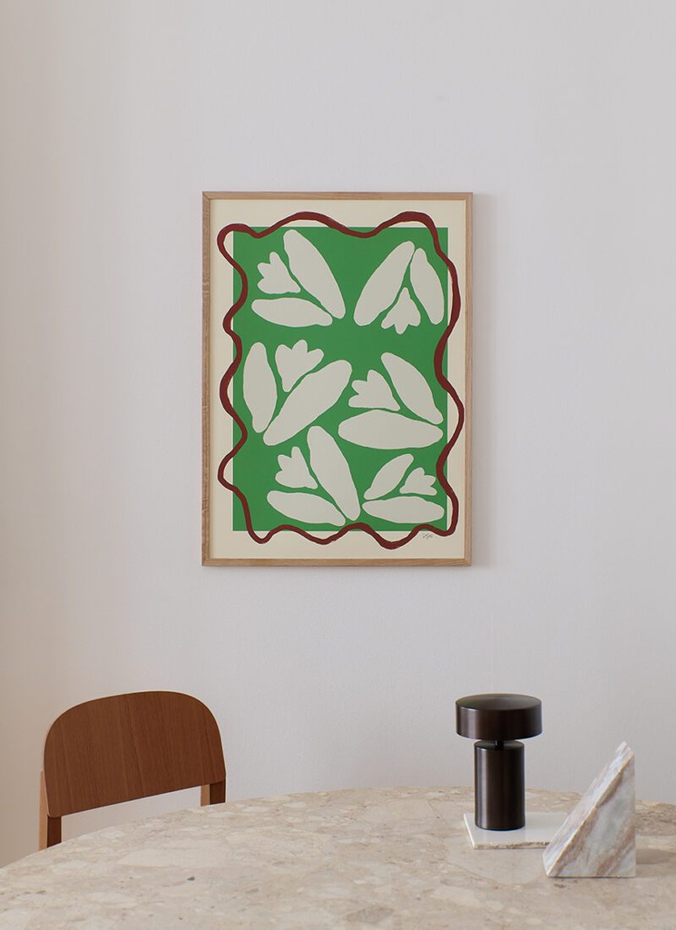 Lilly of the valley green Poster incl. oak frame (70x100cm)