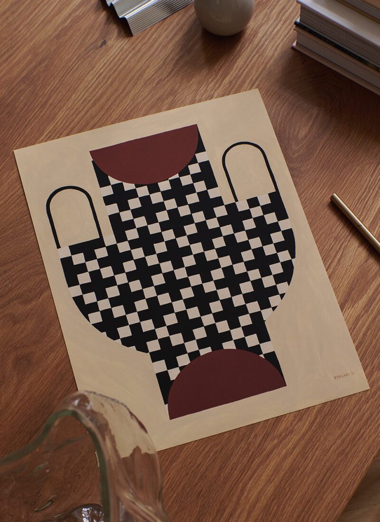 Vase with cross pattern Poster TEMPLATE