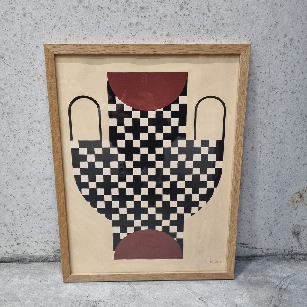 Vase with cross pattern Poster incl. oak frame (30x40cm)