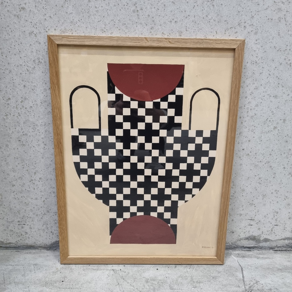 Vase with cross pattern Poster incl. oak frame (30x40cm)