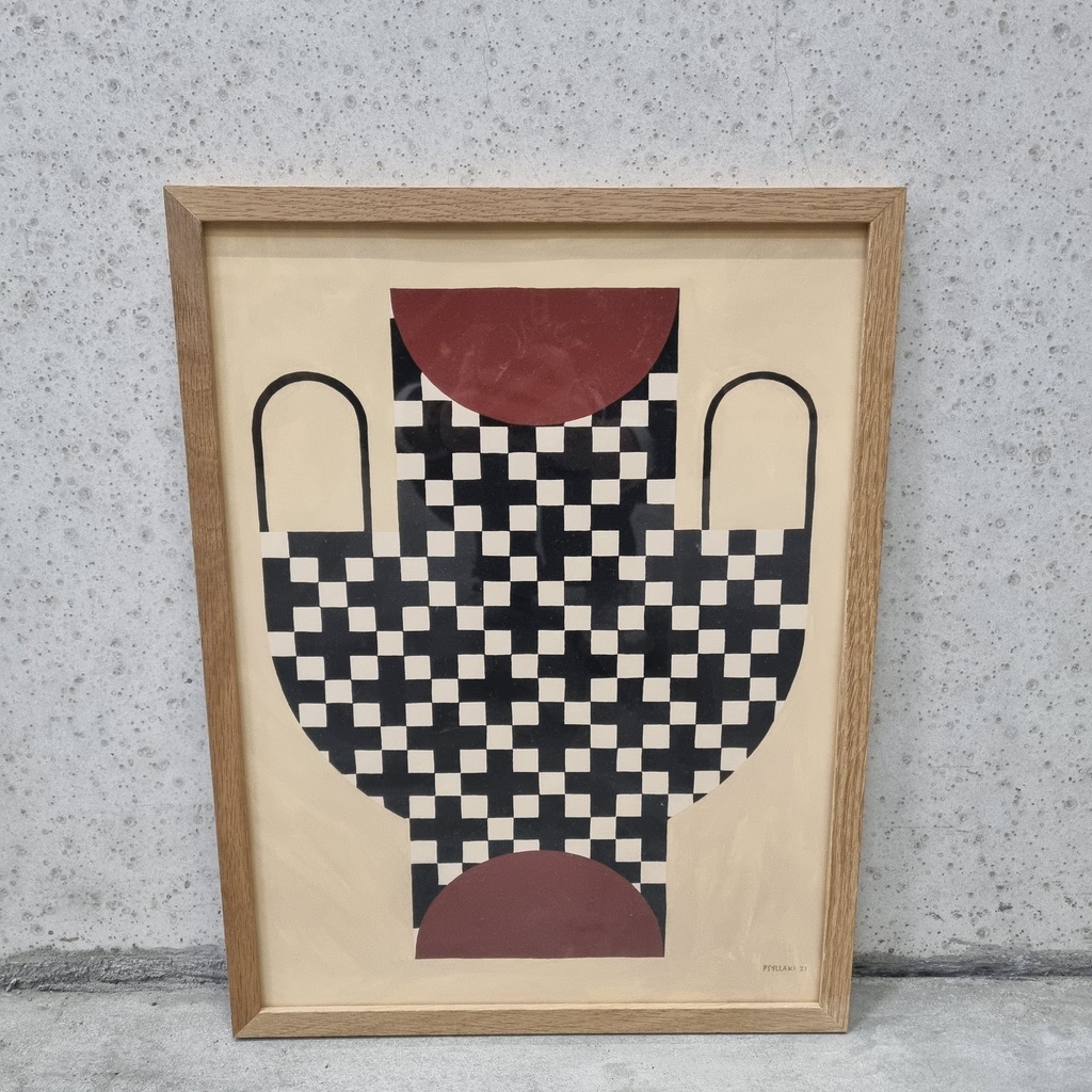 Vase with cross pattern Poster incl. oak frame (30x40cm)