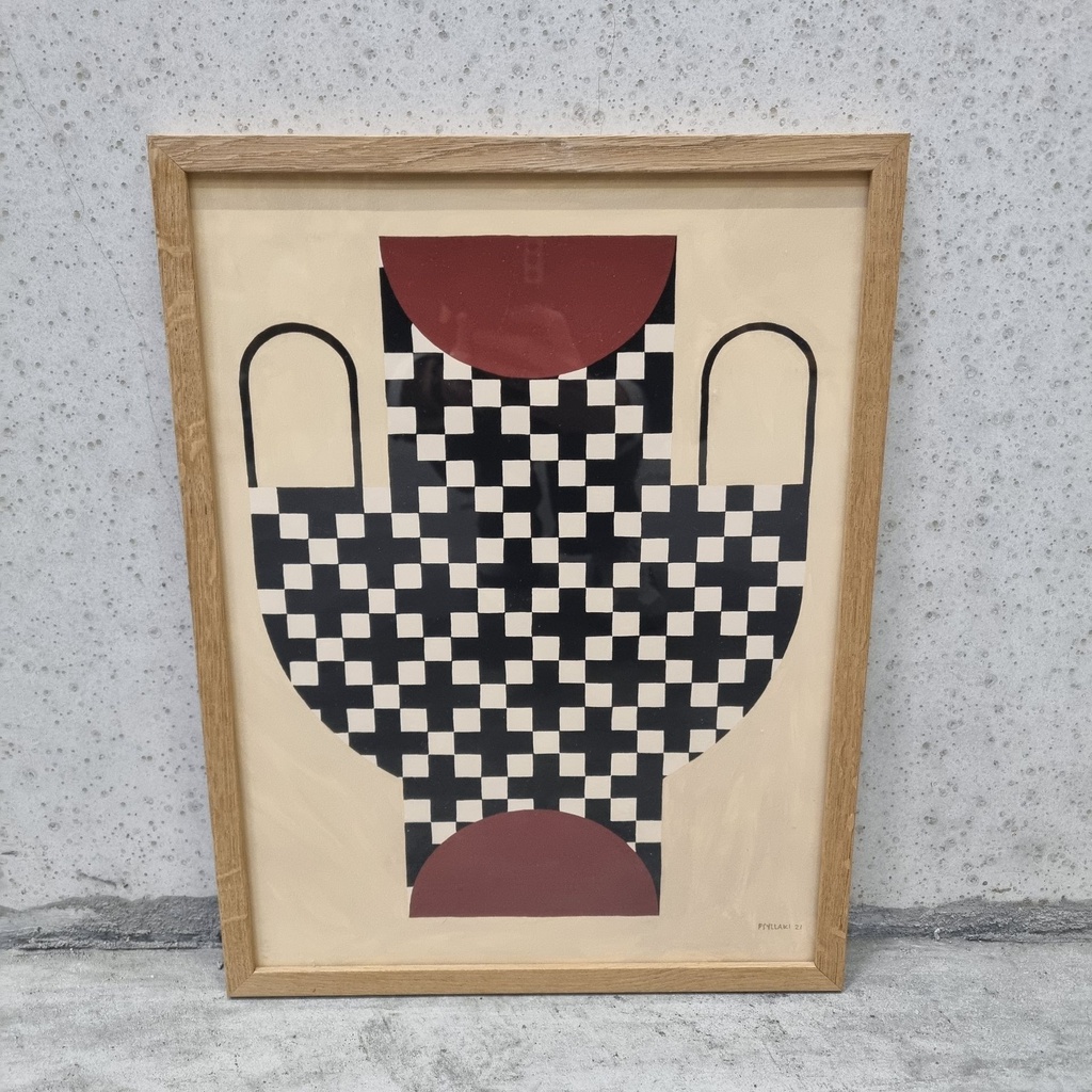 Vase with cross pattern Poster incl. oak frame (30x40cm)