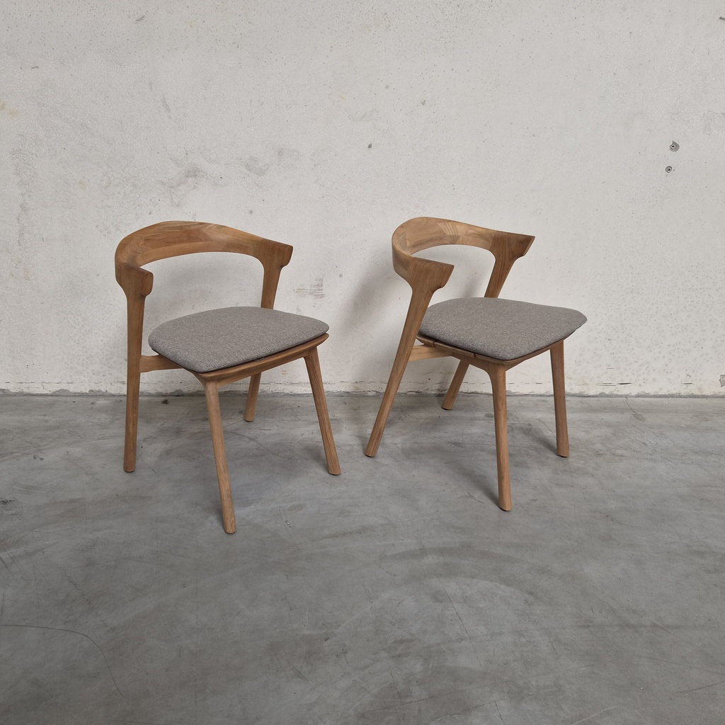 Set of 2 Bok outdoor dining chairs with cushions (Mocha)