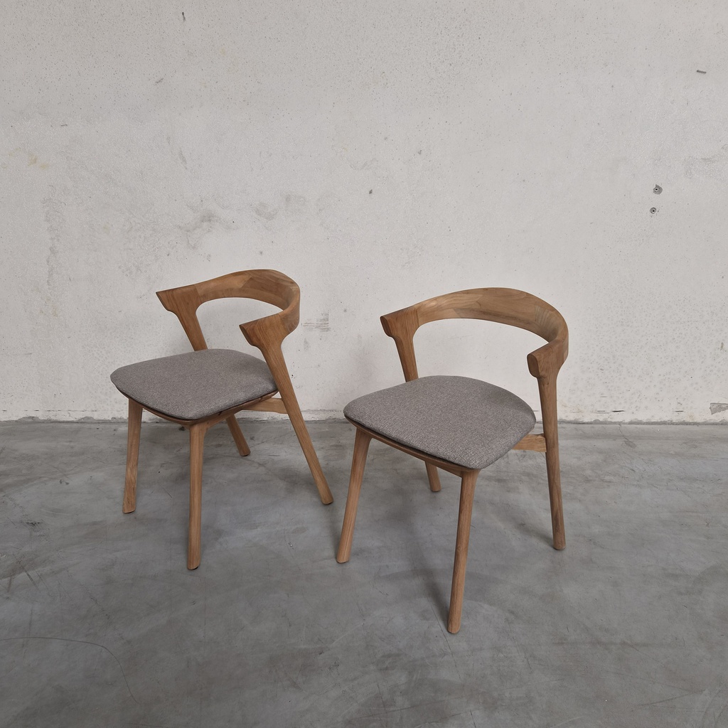 Set of 2 Bok outdoor dining chairs with cushions (Mocha)