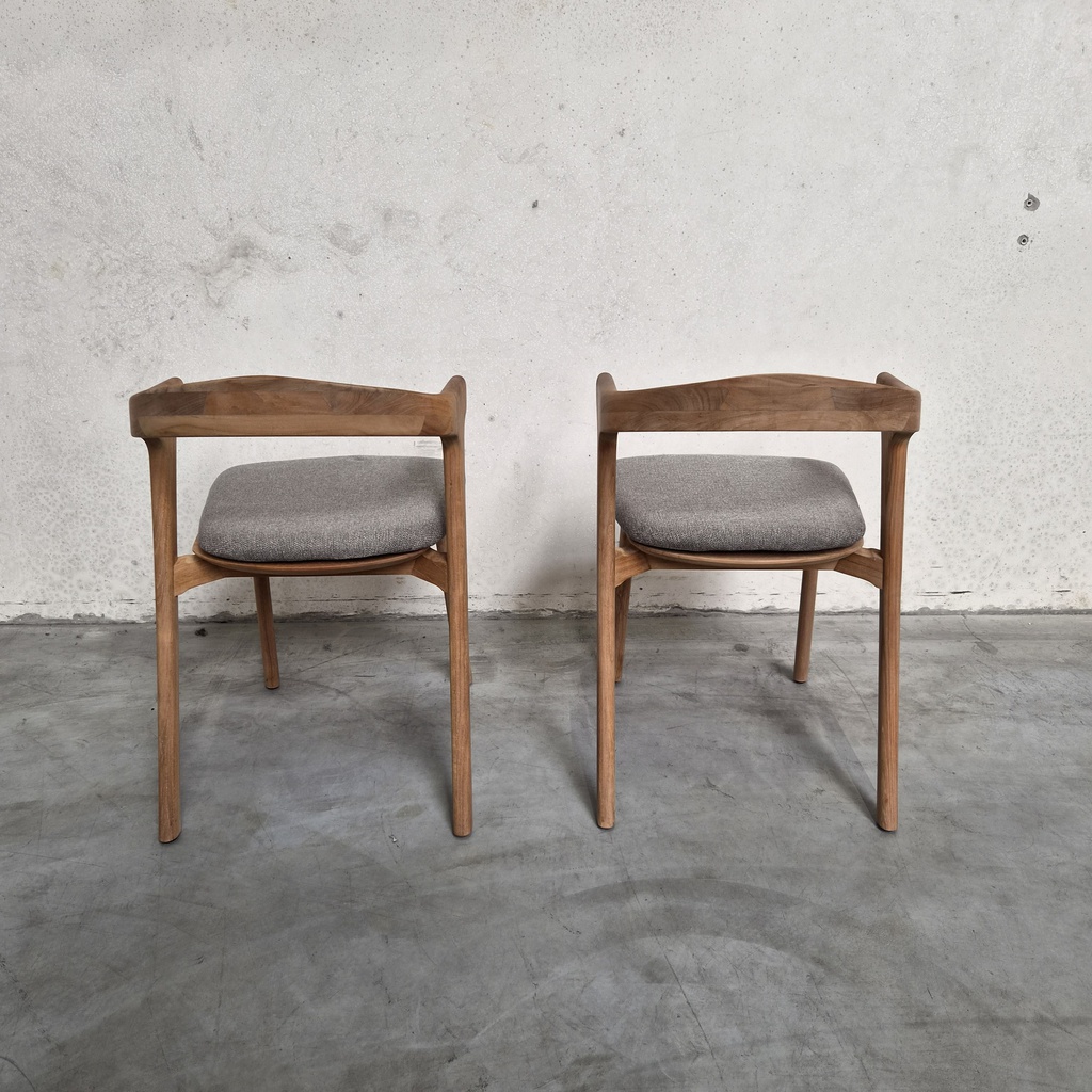 Set of 2 Bok outdoor dining chairs with cushions (Mocha)