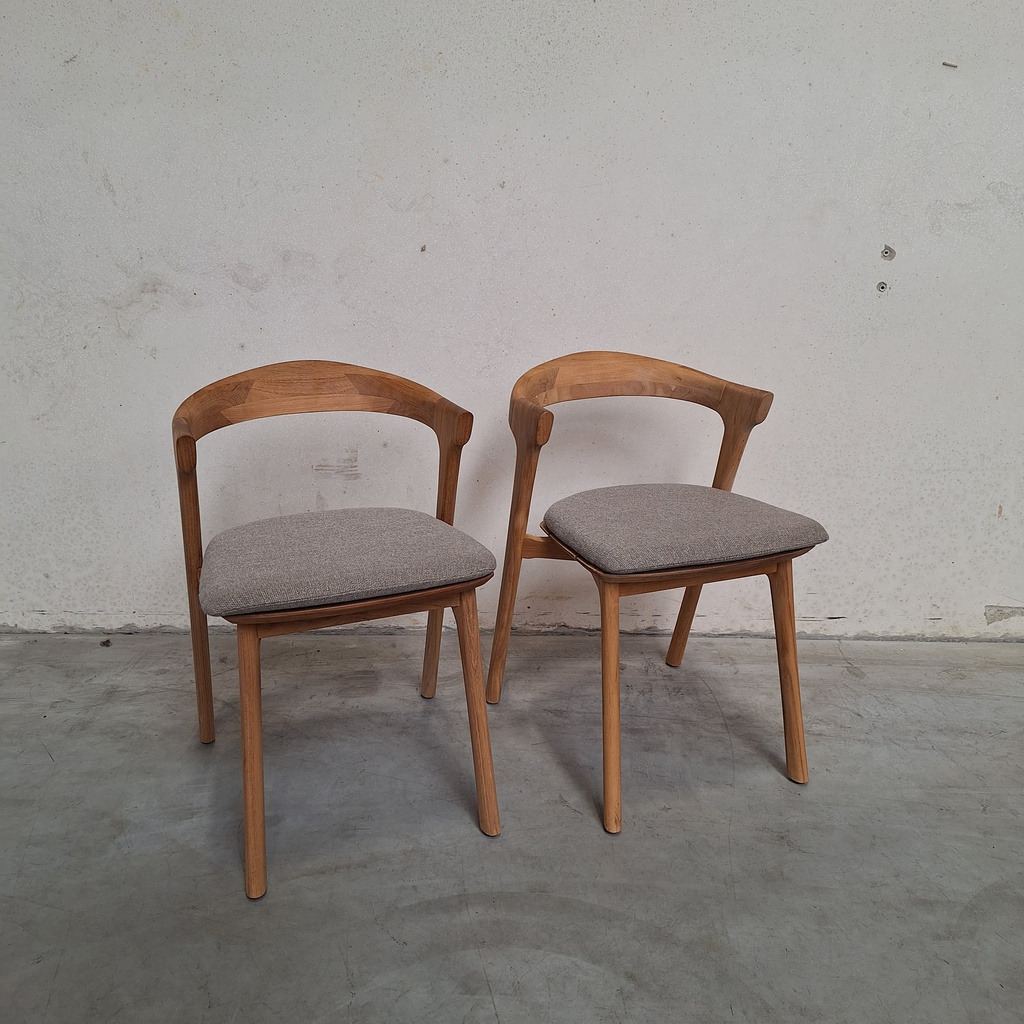 Set of 2 Bok outdoor dining chairs with cushions (Mocha)