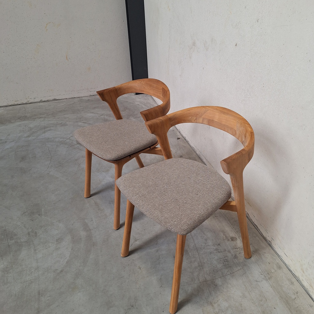 Set of 2 Bok outdoor dining chairs with cushions (Mocha)