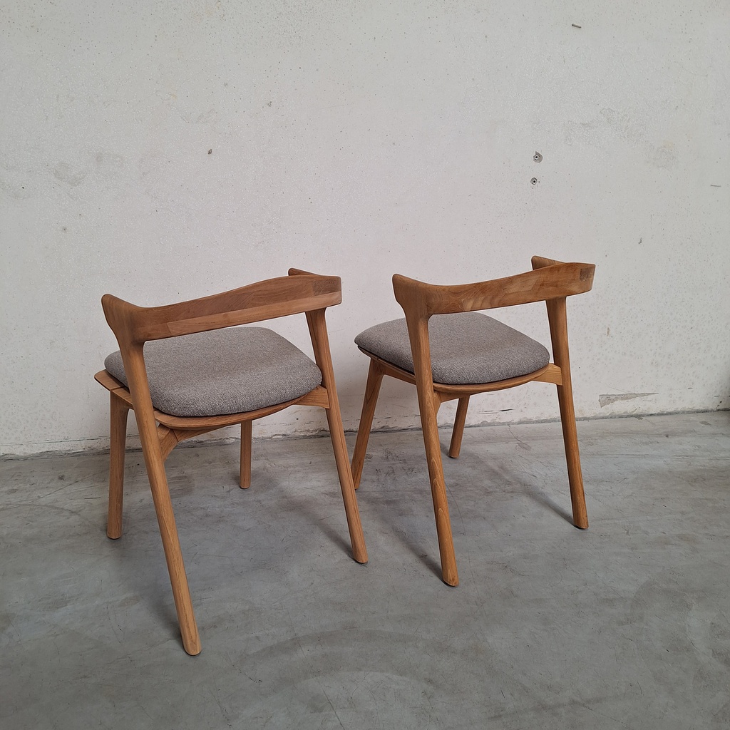 Set of 2 Bok outdoor dining chairs with cushions (Mocha)