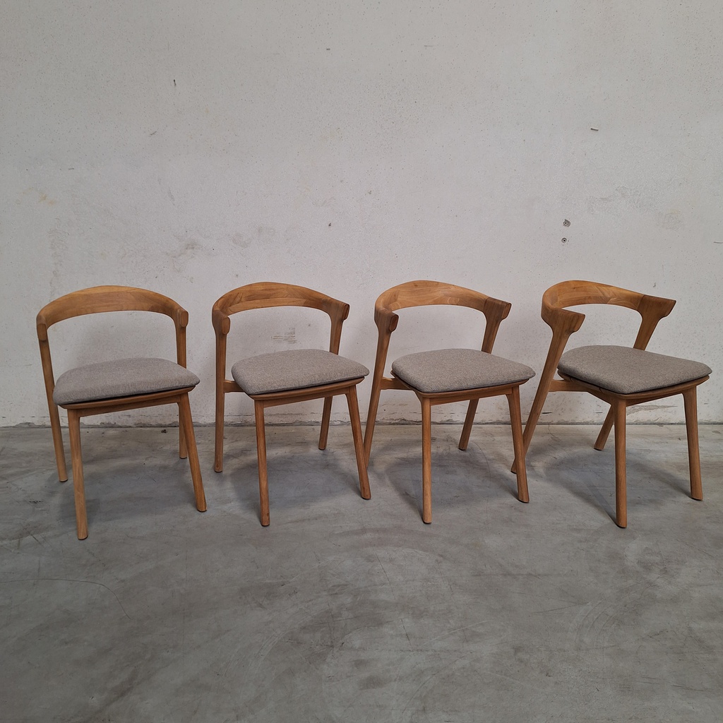 Set of 4 Bok outdoor dining chairs with cushions (Mocha)