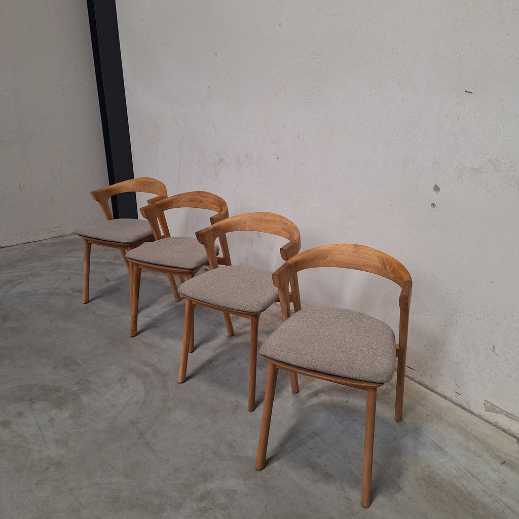 Set of 4 Bok outdoor dining chairs with cushions (Mocha)