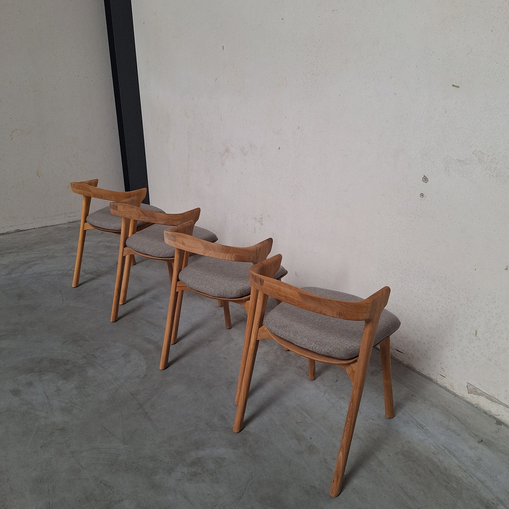 Set of 4 Bok outdoor dining chairs with cushions (Mocha)