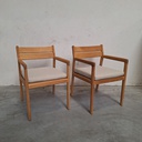 Set of 2 Jack outdoor dining chairs with armrests and cushion (Natural)