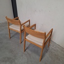 Set of 2 Jack outdoor dining chairs with armrests and cushion (Natural)
