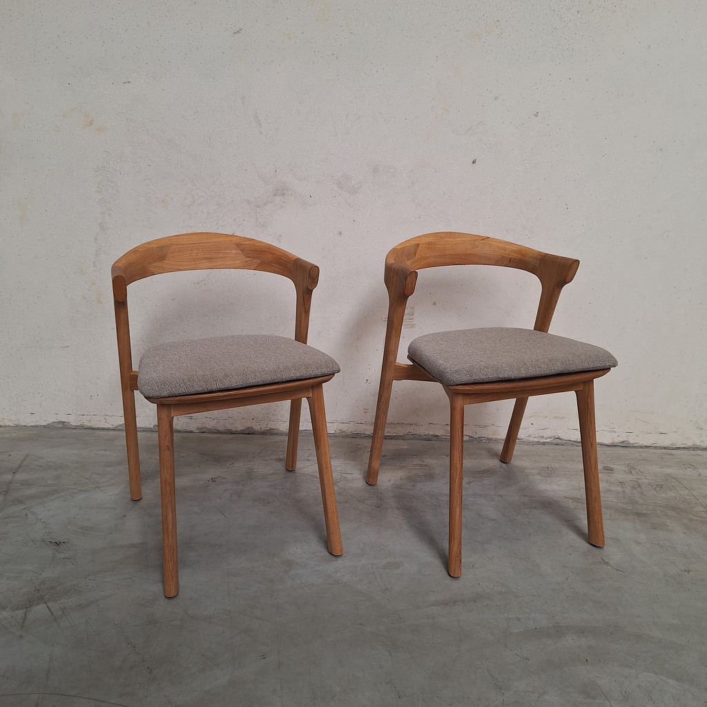 Set of 2 Bok outdoor dining chairs with cushions (Mocha)