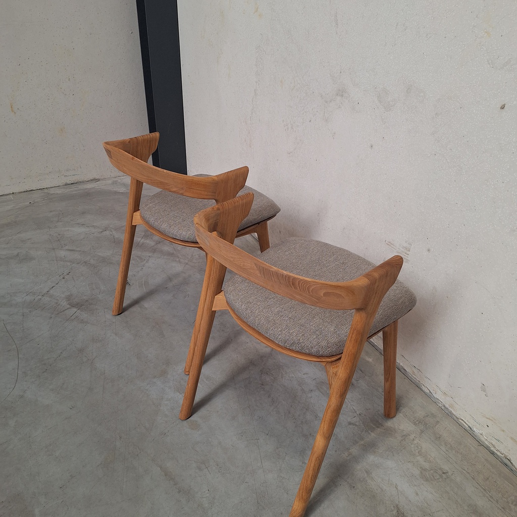 Set of 2 Bok outdoor dining chairs with cushions (Mocha)