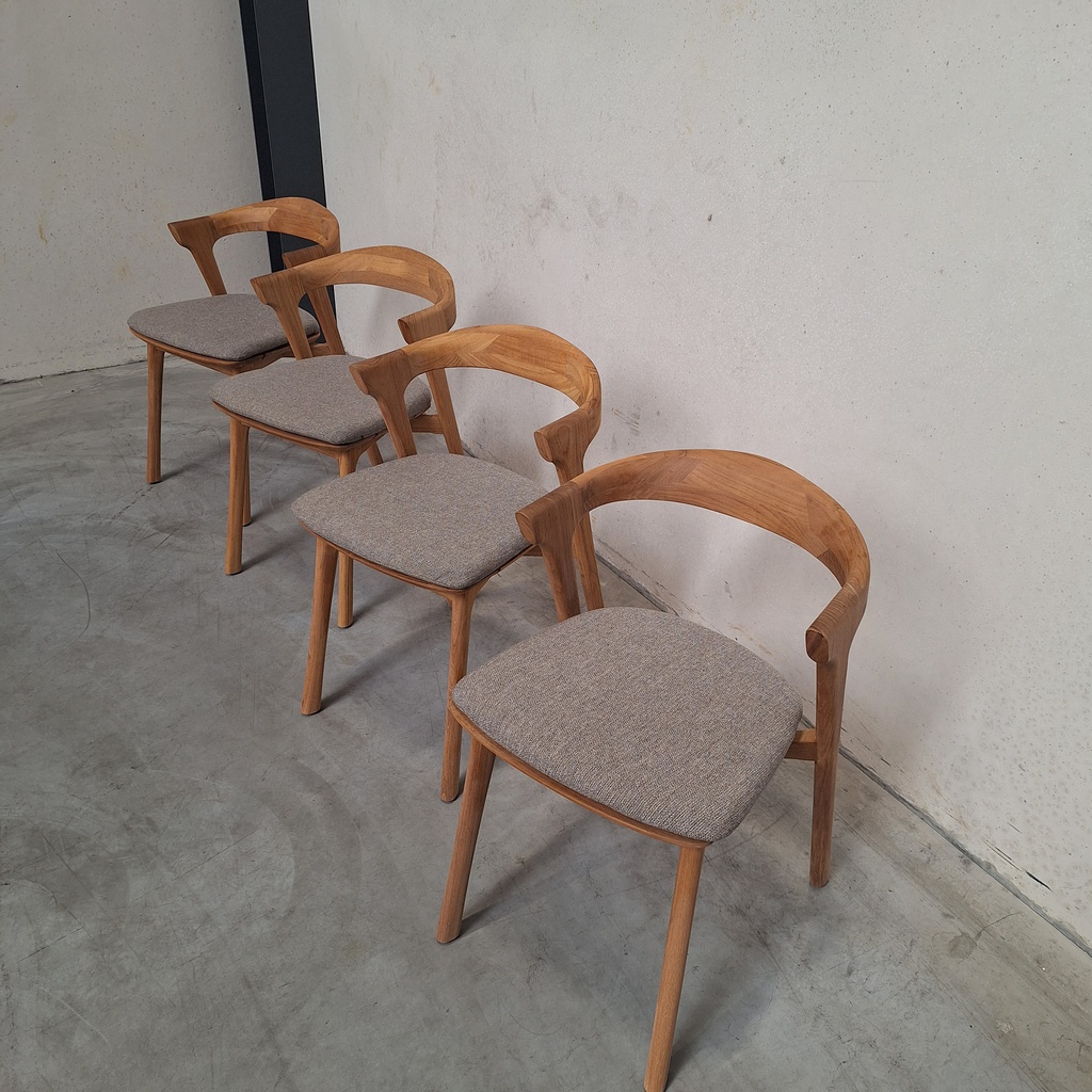 Set of 4 Bok outdoor dining chairs with cushions (Mocha)