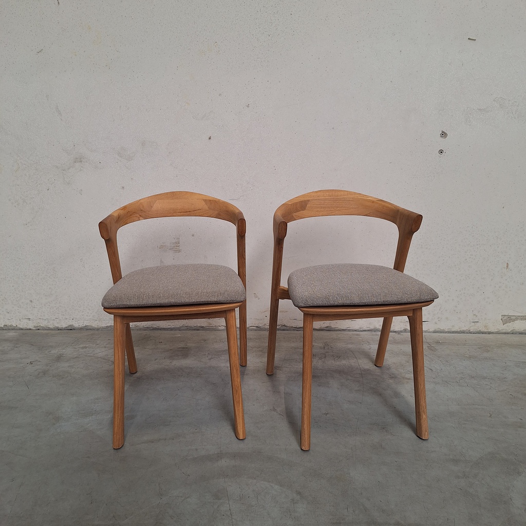 Set of 2 Bok outdoor dining chairs with cushions (Mocha)