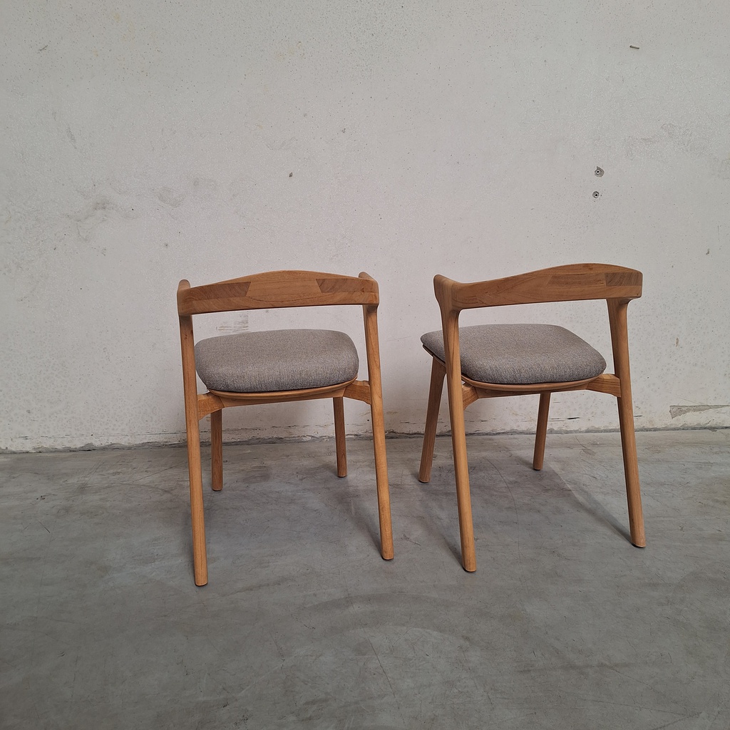 Set of 2 Bok outdoor dining chairs with cushions (Mocha)