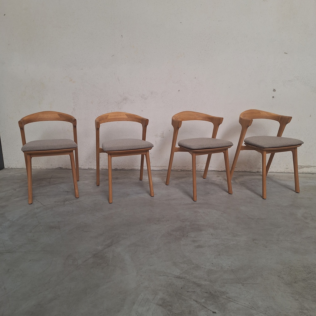 Set of 4 Bok outdoor dining chairs with cushions (Mocha)