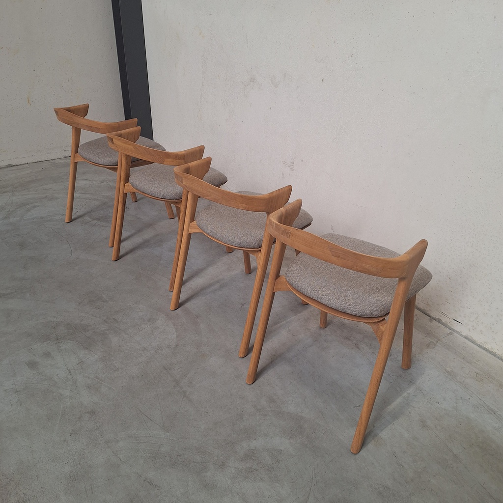 Set of 4 Bok outdoor dining chairs with cushions (Mocha)