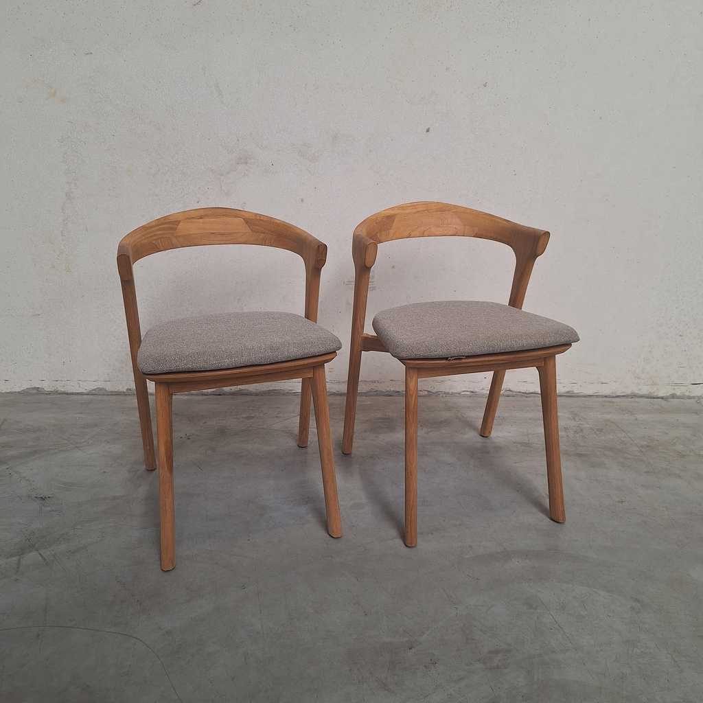 Set of 2 Bok outdoor dining chairs with cushions (Mocha)
