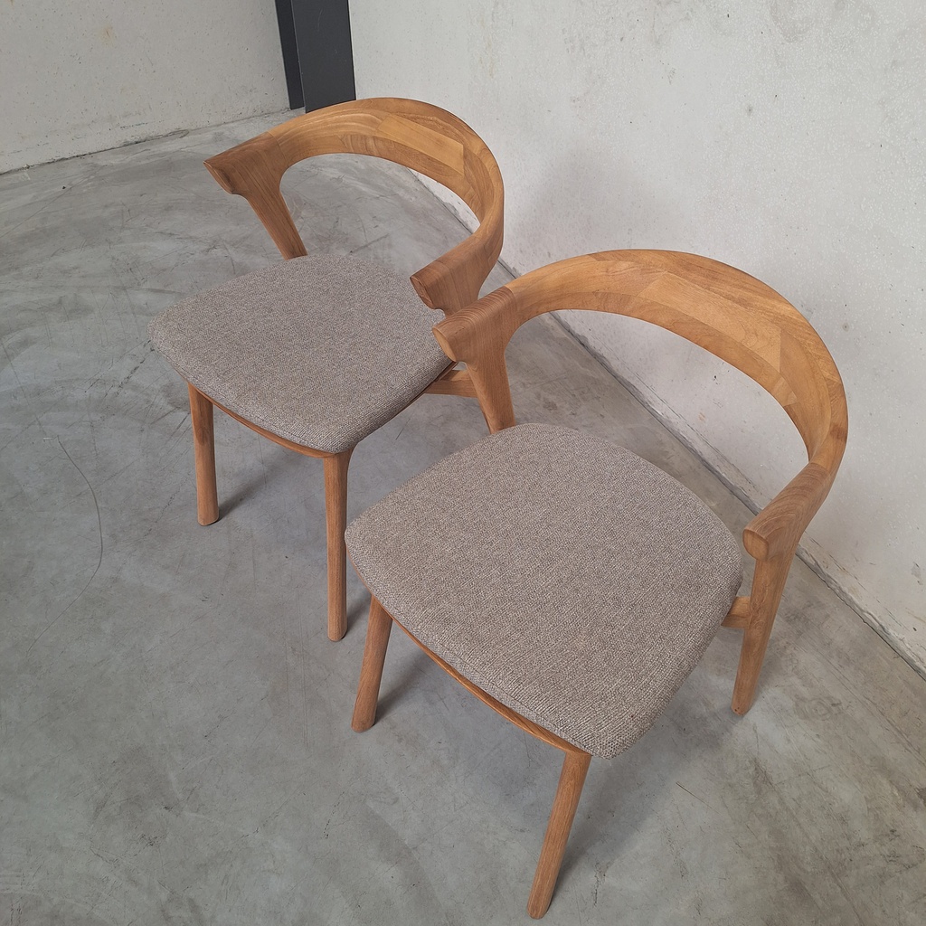 Set of 2 Bok outdoor dining chairs with cushions (Mocha)