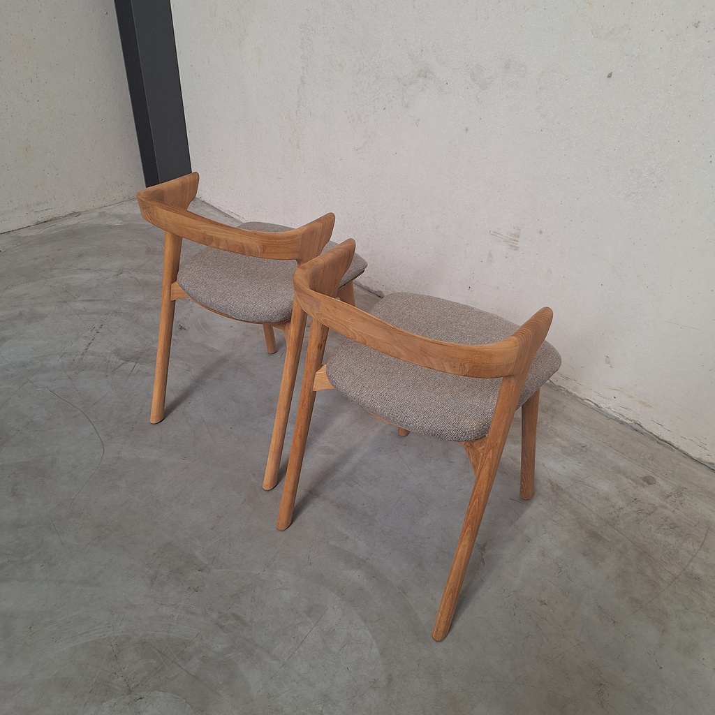 Set of 2 Bok outdoor dining chairs with cushions (Mocha)