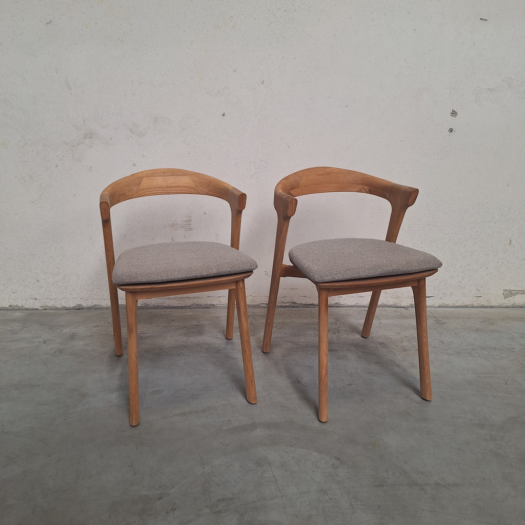 Set of 2 Bok outdoor dining chairs with cushions (Mocha)