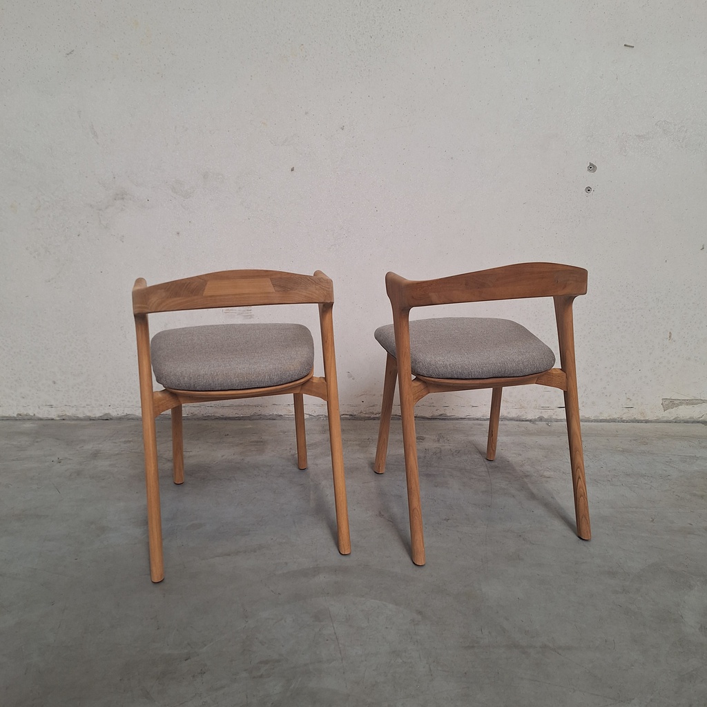 Set of 2 Bok outdoor dining chairs with cushions (Mocha)