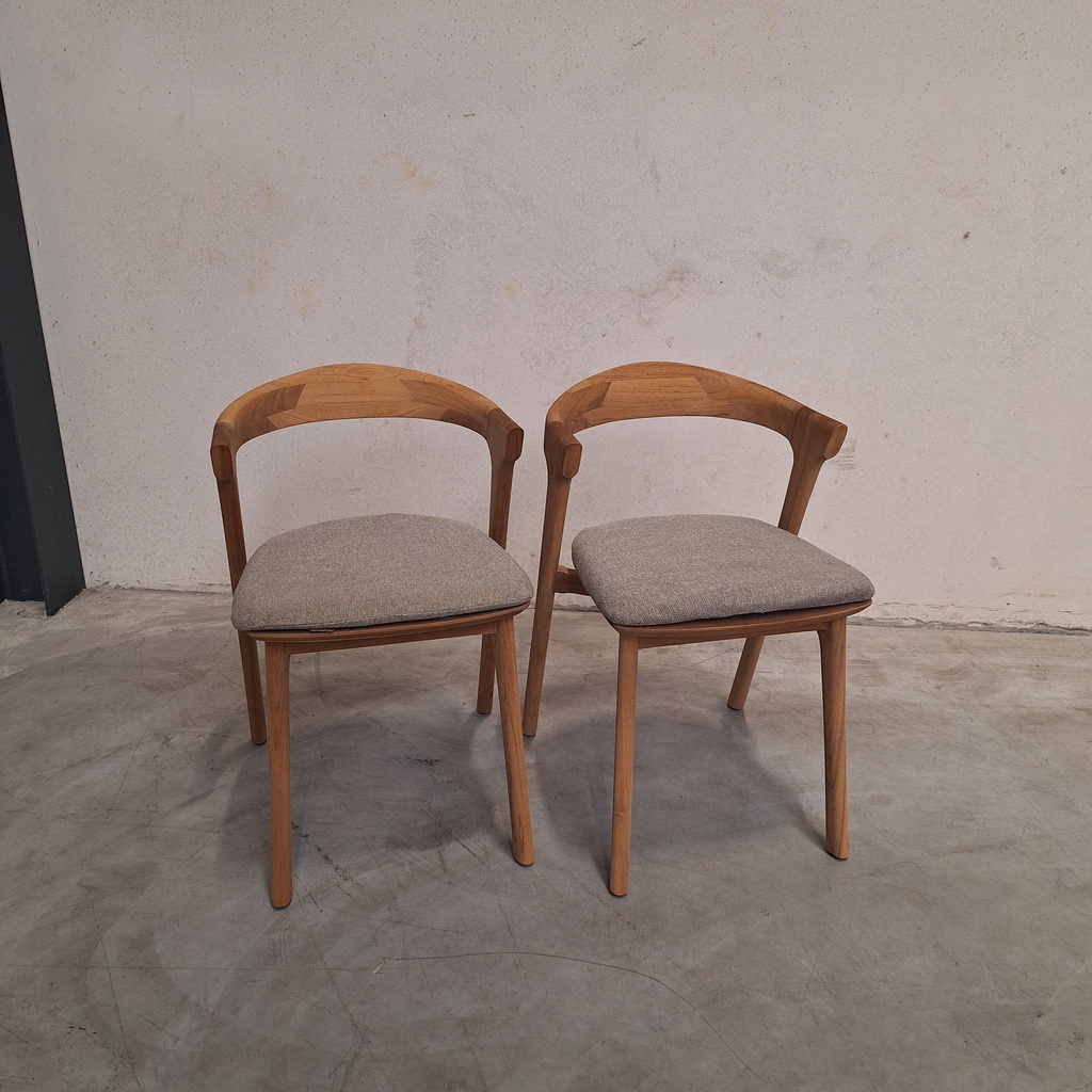 Set of 2 Bok outdoor dining chairs with cushions (Mocha)