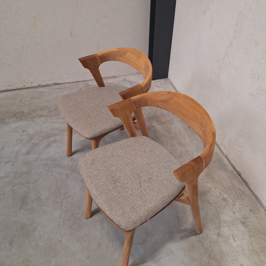 Set of 2 Bok outdoor dining chairs with cushions (Mocha)