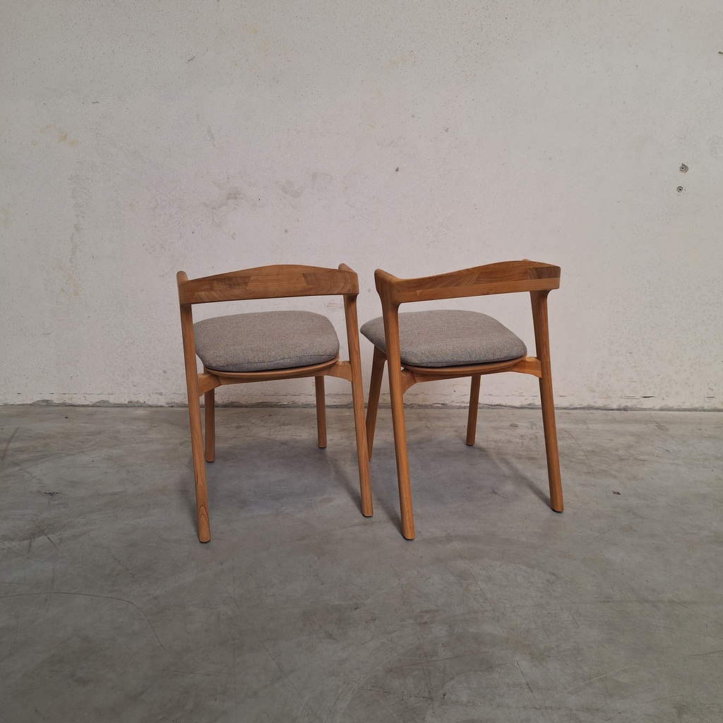 Set of 2 Bok outdoor dining chairs with cushions (Mocha)