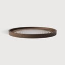 Cream Circles glass valet tray - wooden rim - round - L       