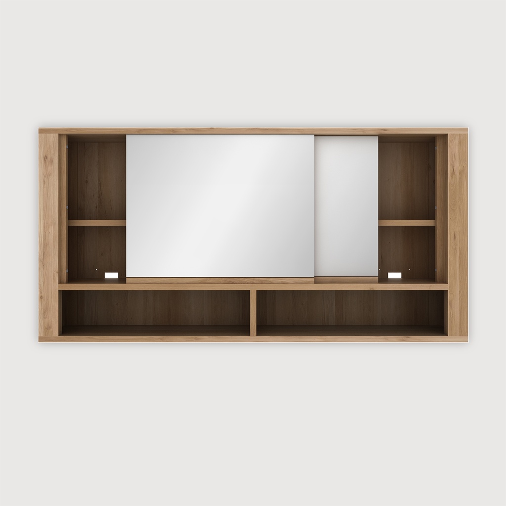 Oak Shadow bathroom mirror cabinet - 2 sliding doors