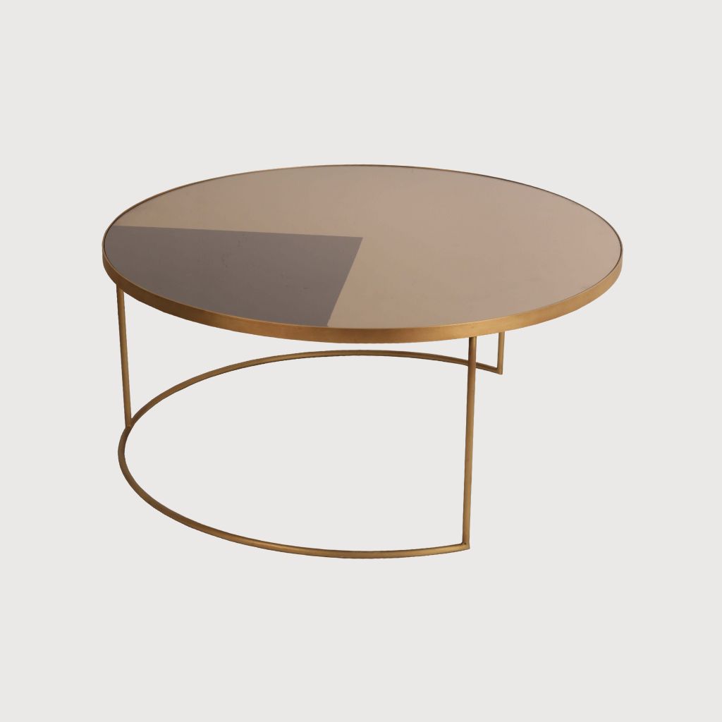 Geometric bronze koffietafel rond