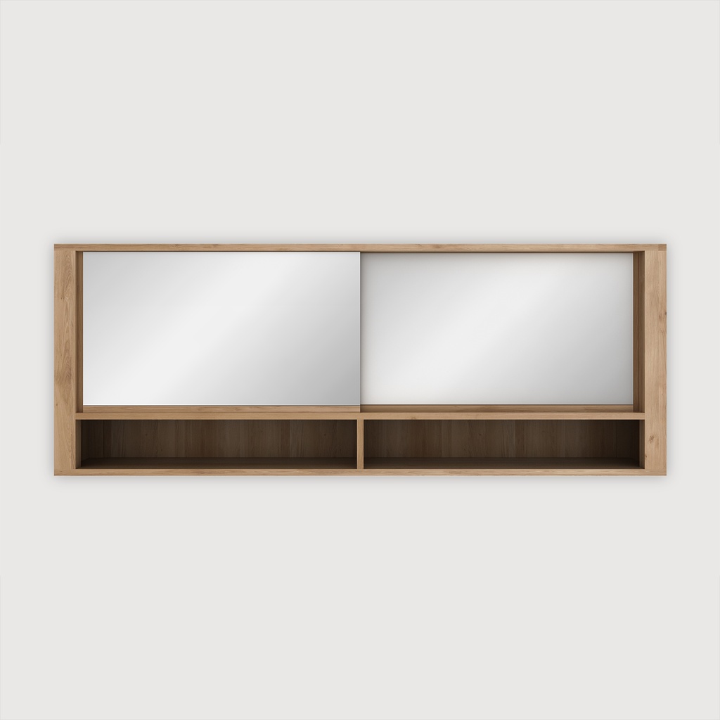 Miroir de salle de bain Shadow en chêne - 2 portes coulissantes