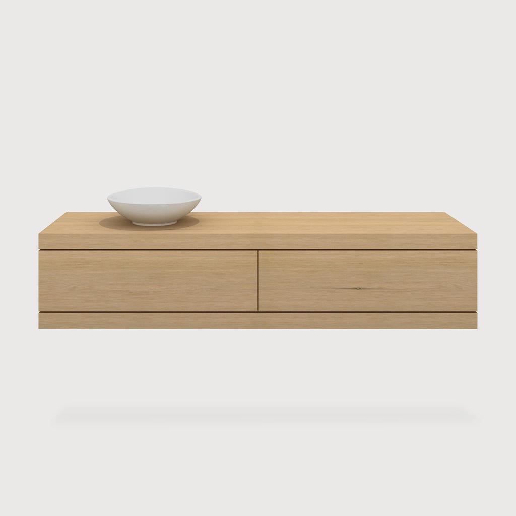 Oak Cadence bathroom cabinet - 2 drawers - left sink