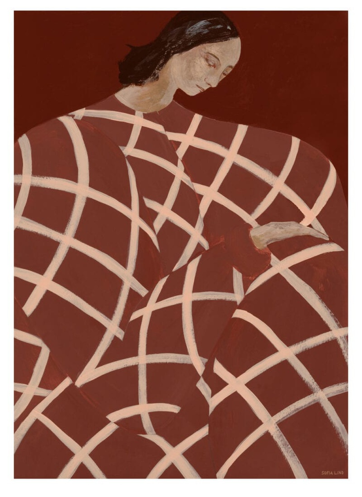 Waiting at Art et Métiers Poster incl. oak frame (50x70cm) 