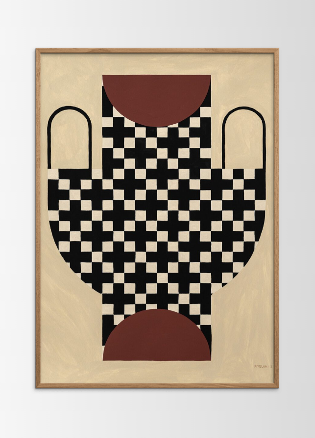 Vase with cross pattern Poster incl. oak frame (30x40cm)