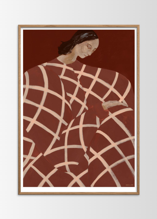 Waiting at Art et Métiers Poster incl. oak frame (50x70cm)