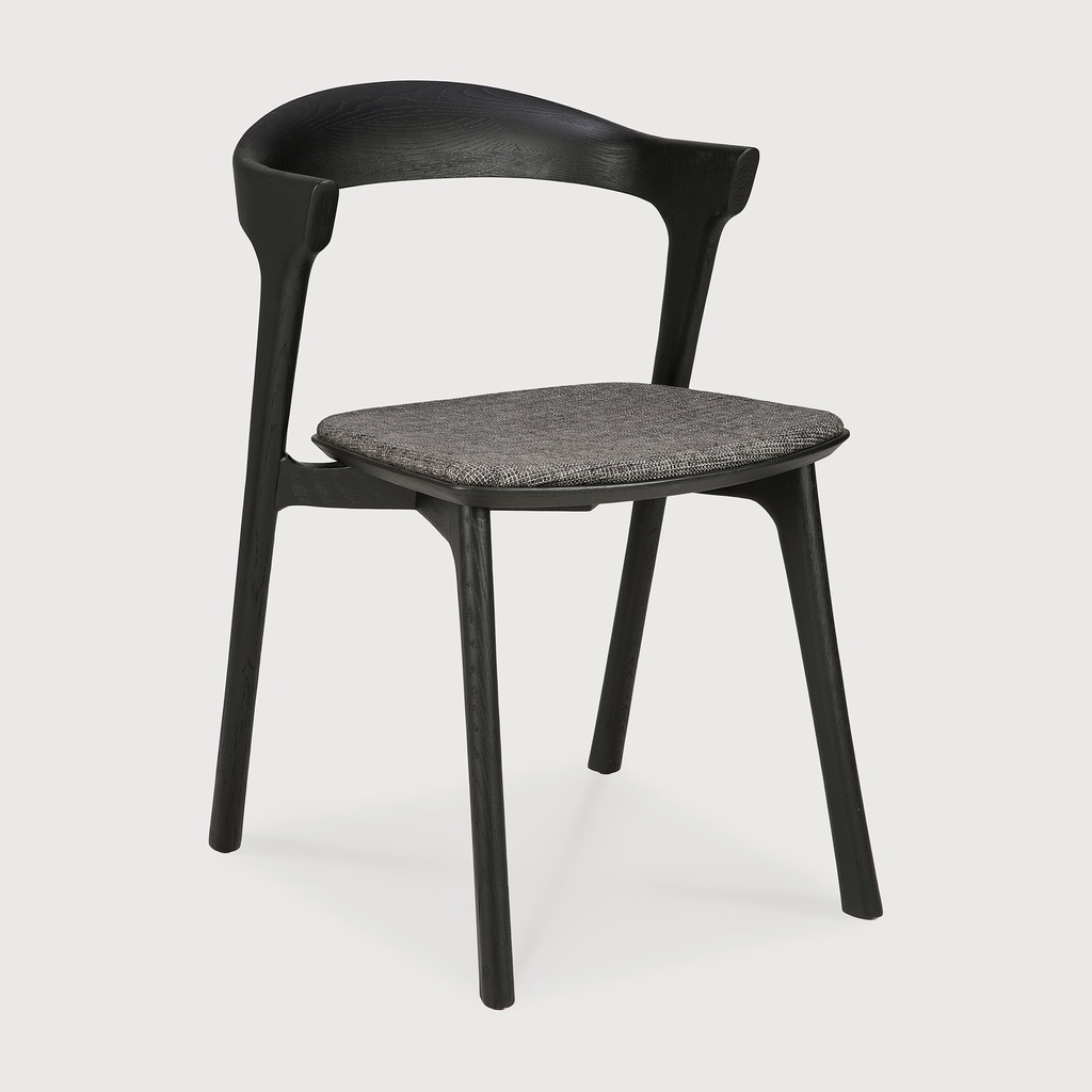 Bok black dining chair with grey upholstery