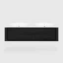 Qualitime black bathroom cabinet (2 drawers) - set